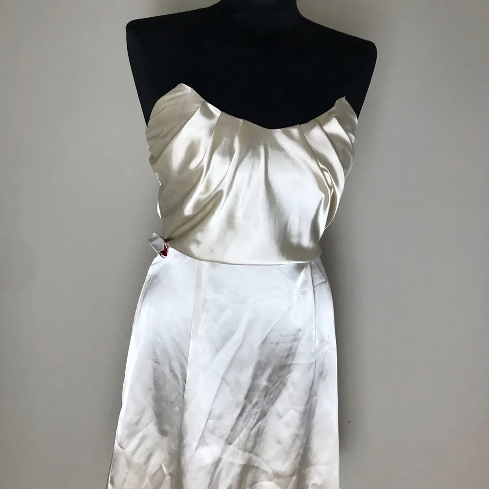 ASOS Champagne Strapless Satin Dress NWT - Picture 3 of 10